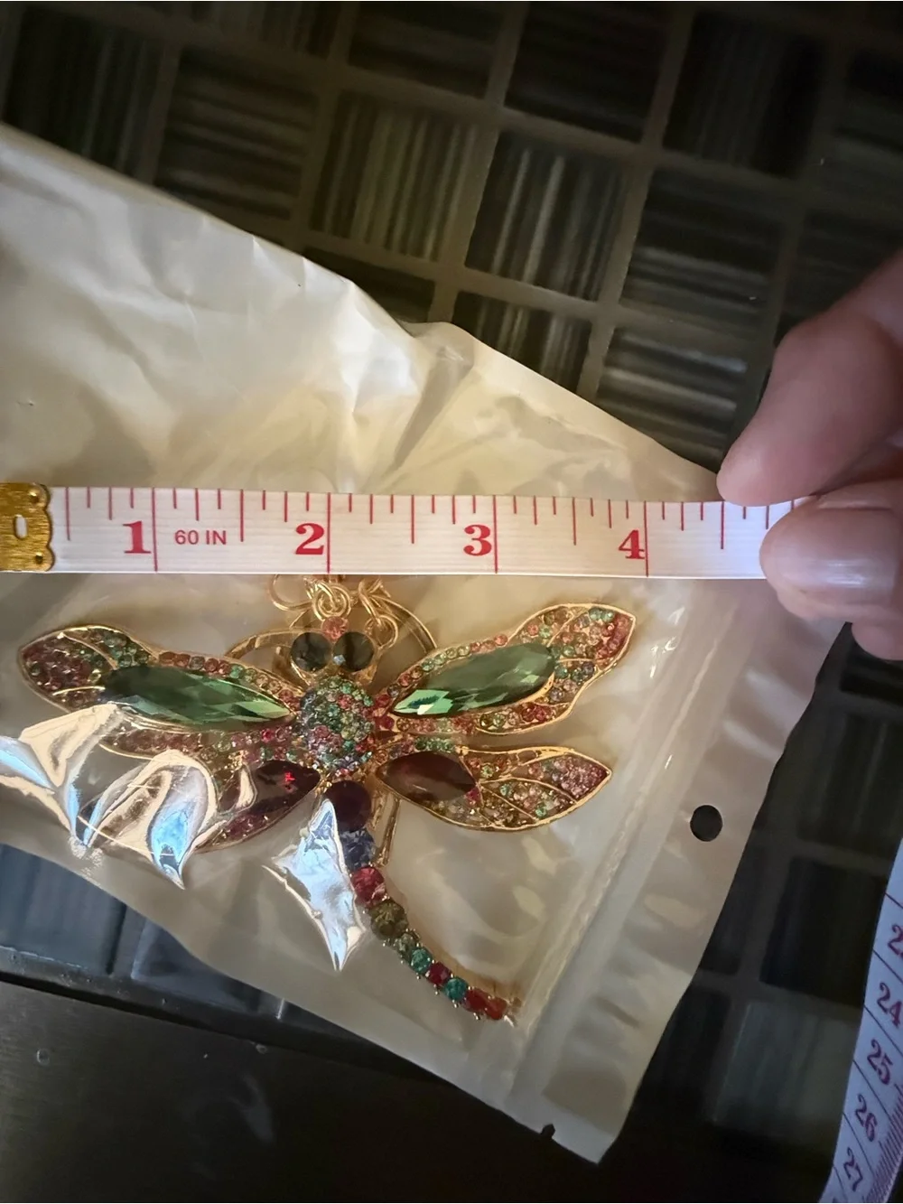 Multicolor Crystal Dragonfly Pendant Keychain